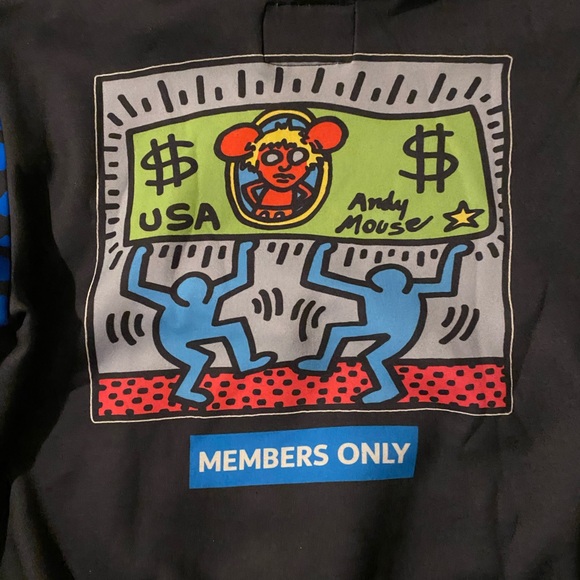 NWT Keith haring members only AOP Andy muse men’s multi color AOP hoodie men’s L - Picture 12 of 12